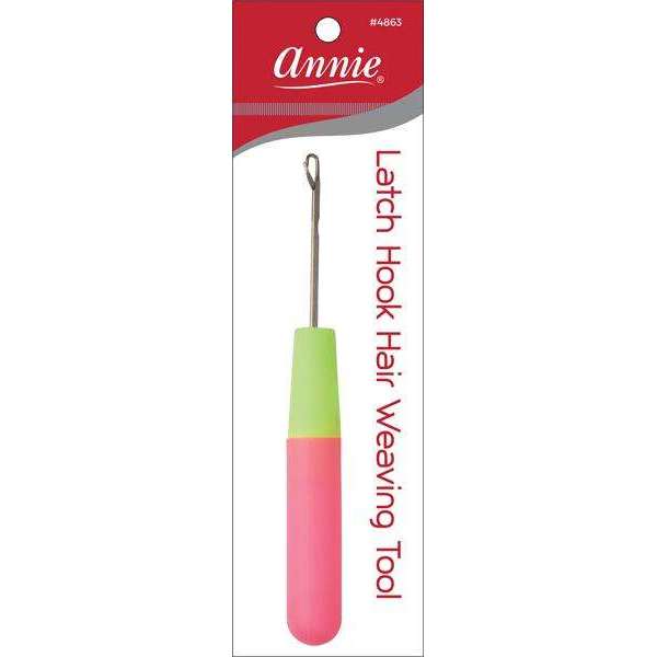 Annie Latch Hook Hair Weaving Tool 15mm, 1 Count, Green & Pink