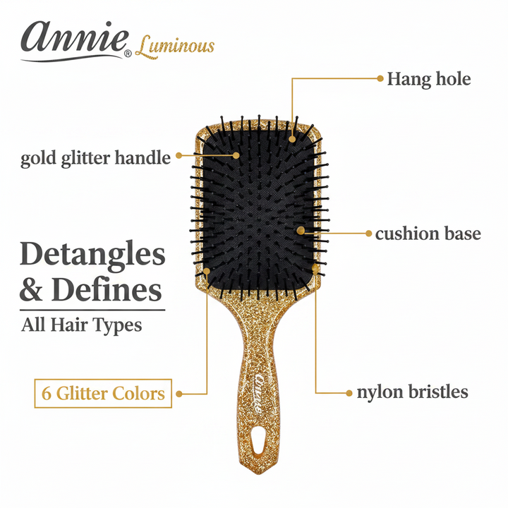 Annie Luminous Paddle Brush Large, 1 Count, Assorted Colors