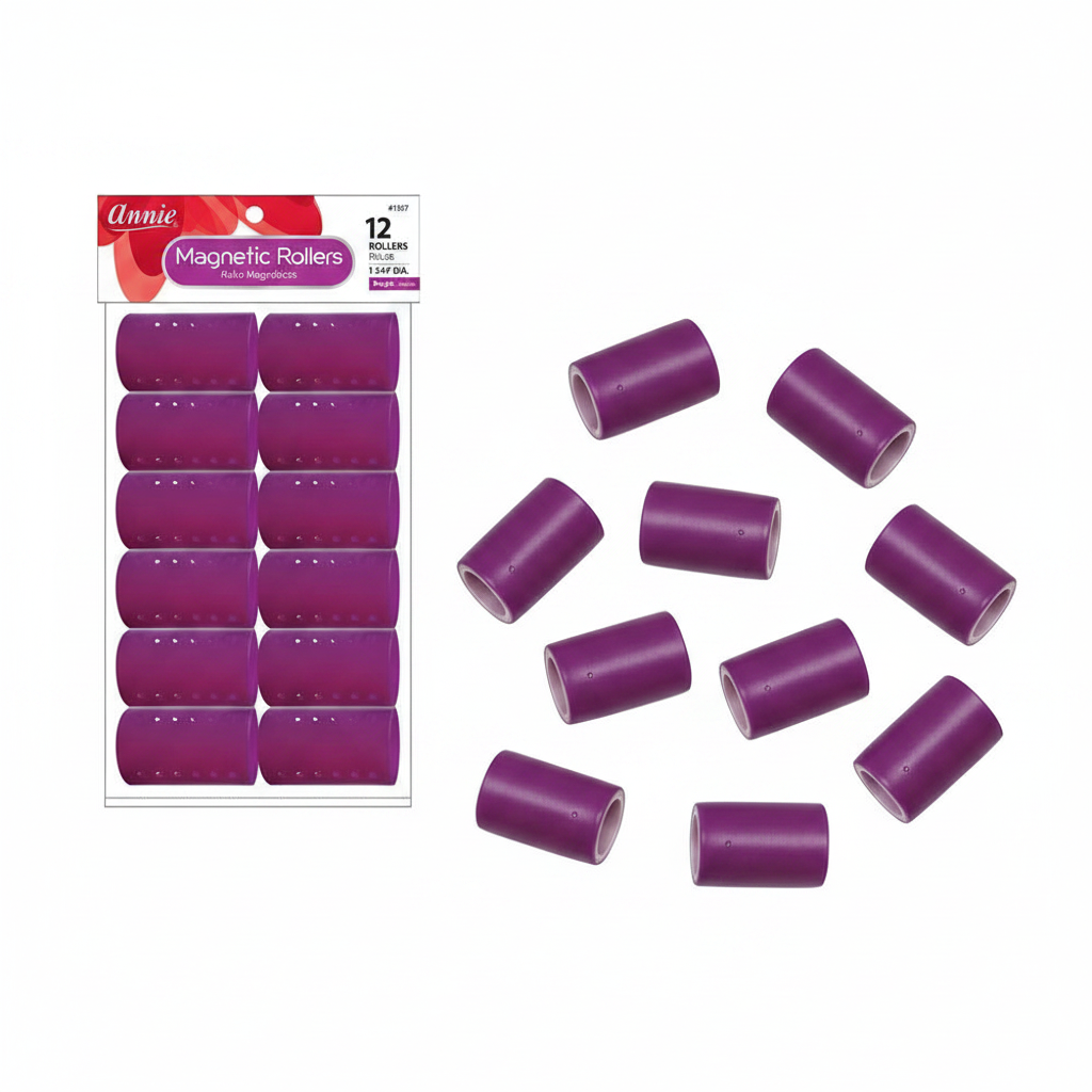 Annie Magnetic Hair Rollers 1 3/4 Inch, 12 Count, Purple