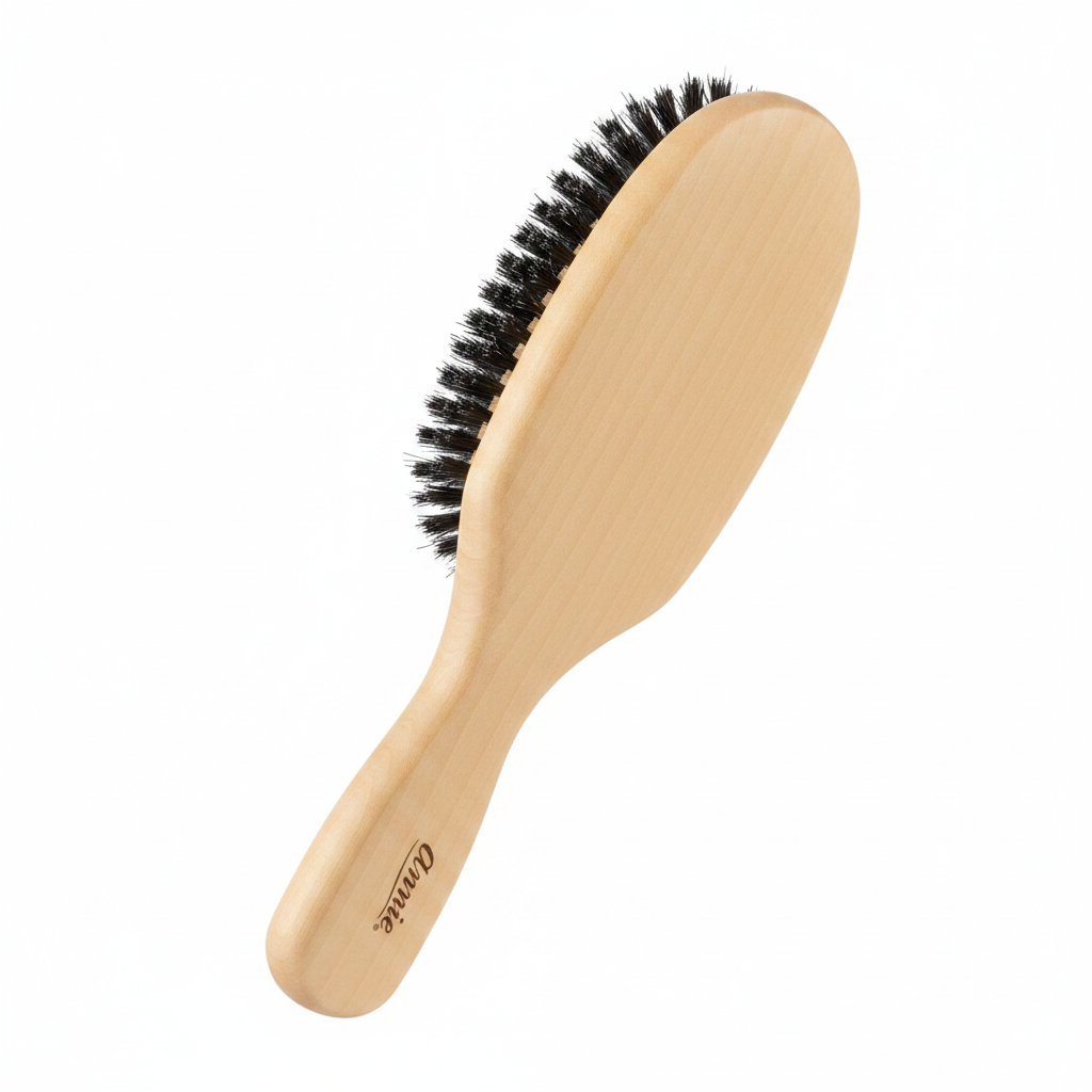 Annie Medium Wooden Club Brush, Boar & Nylon Bristle, Light Brown