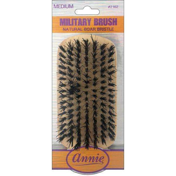 Annie Medium Wooden Military Brush, Boar & Nylon Bristle, Light Brown