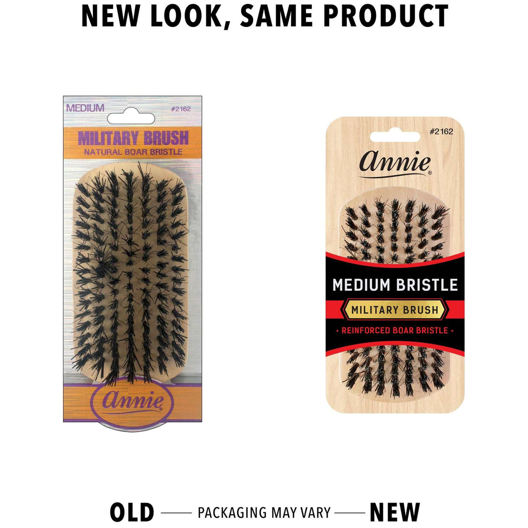 Annie Medium Wooden Military Brush, Boar & Nylon Bristle, Light Brown