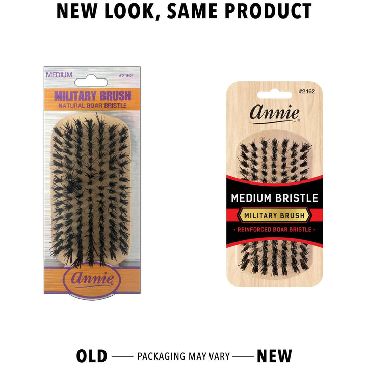 Annie Medium Wooden Military Brush, Boar & Nylon Bristle, Light Brown