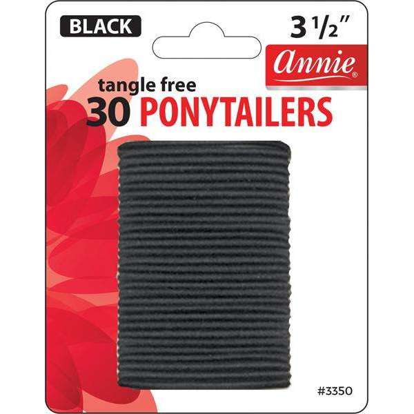 Annie Tangle Free Ponytailers 3 1/2 Inch, 30 Count, Black