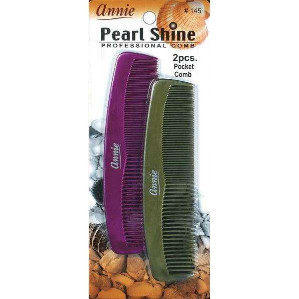 Annie Pearl Shine Comb Set, 2 Count Pocket Combs, Assorted Color