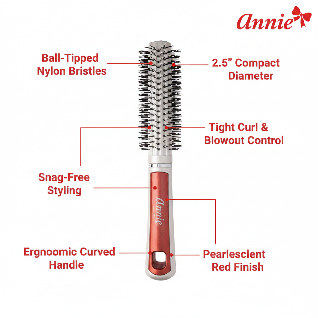 Annie Pearly Round Curling Brush, 1 Count, Red