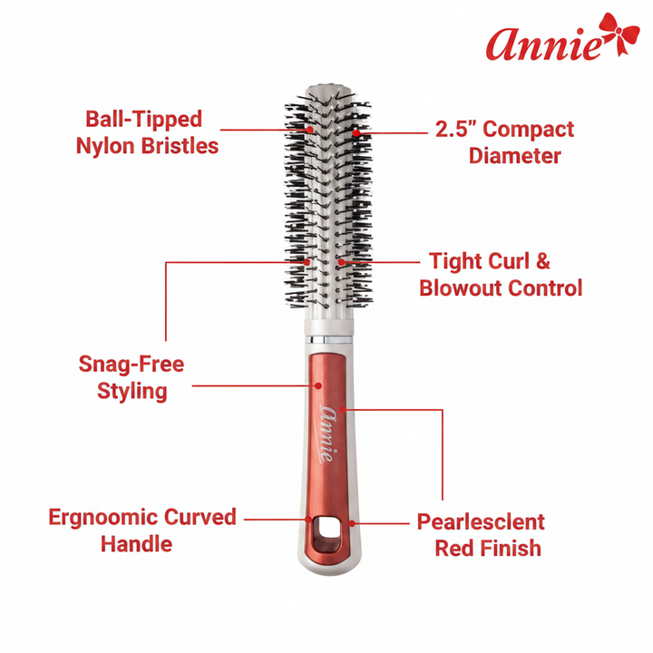 Annie Pearly Round Curling Brush, 1 Count, Red