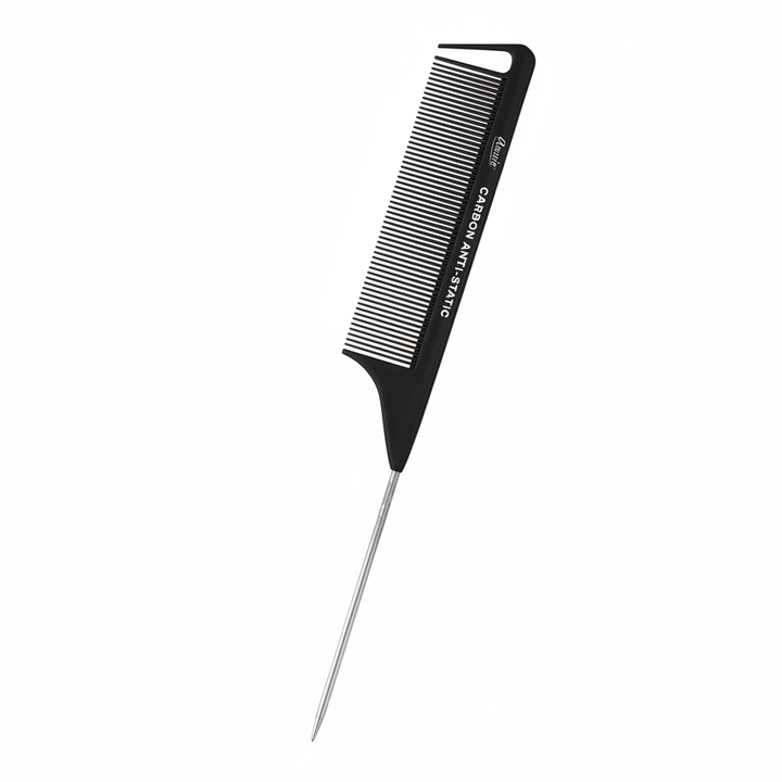 Annie Carbon Fiber Pin Tail Comb, 1 Count Section Comb, Black