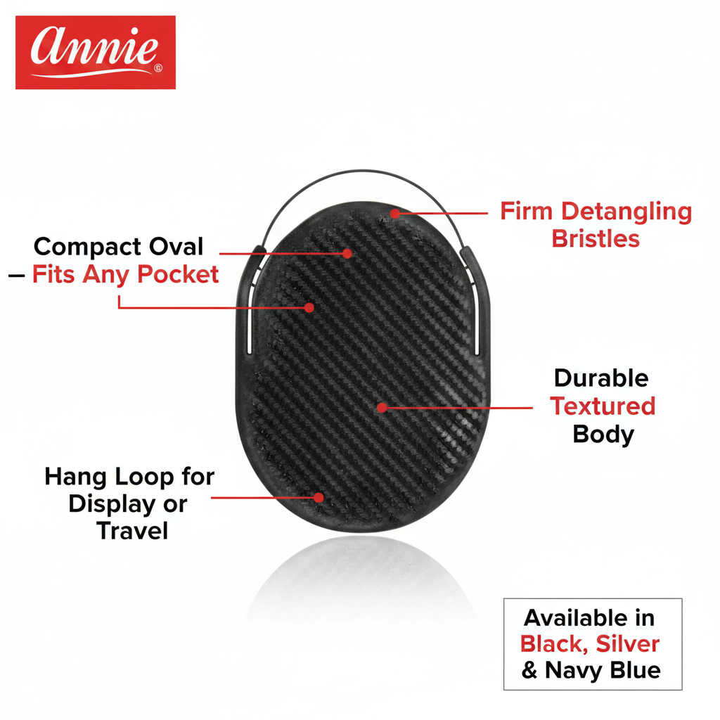 Annie Pocket Hair Brush Display, 12 Count. Assorted Colors
