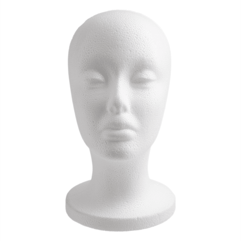 Annie Polystyrene Foam Wig Head Tall 10.5 Inch, 1 Count, White