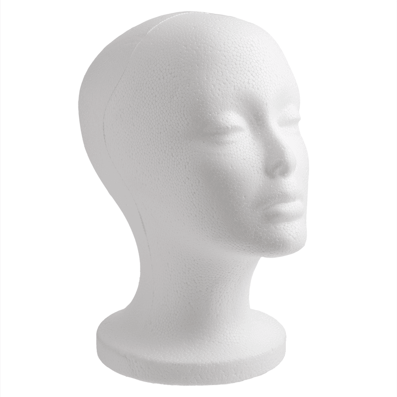 Annie Polystyrene Foam Wig Head Tall 10.5 Inch, 1 Count, White