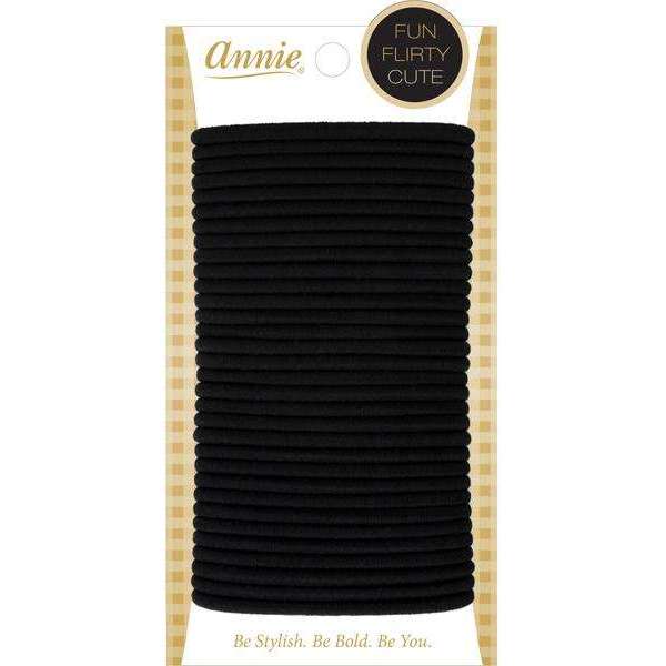 Annie Ponytailer 6in, 32 Count Fashion Hair Ties, Black