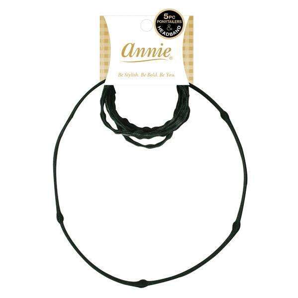 Annie Ponytailer Set, 6 Count, Black