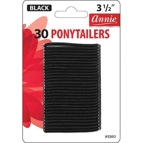 Annie Thin Ponytailers 3 1/2 Inch, 30 Count, Black