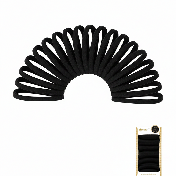Annie Ponytailer 6in, 32 Count Fashion Hair Ties, Black