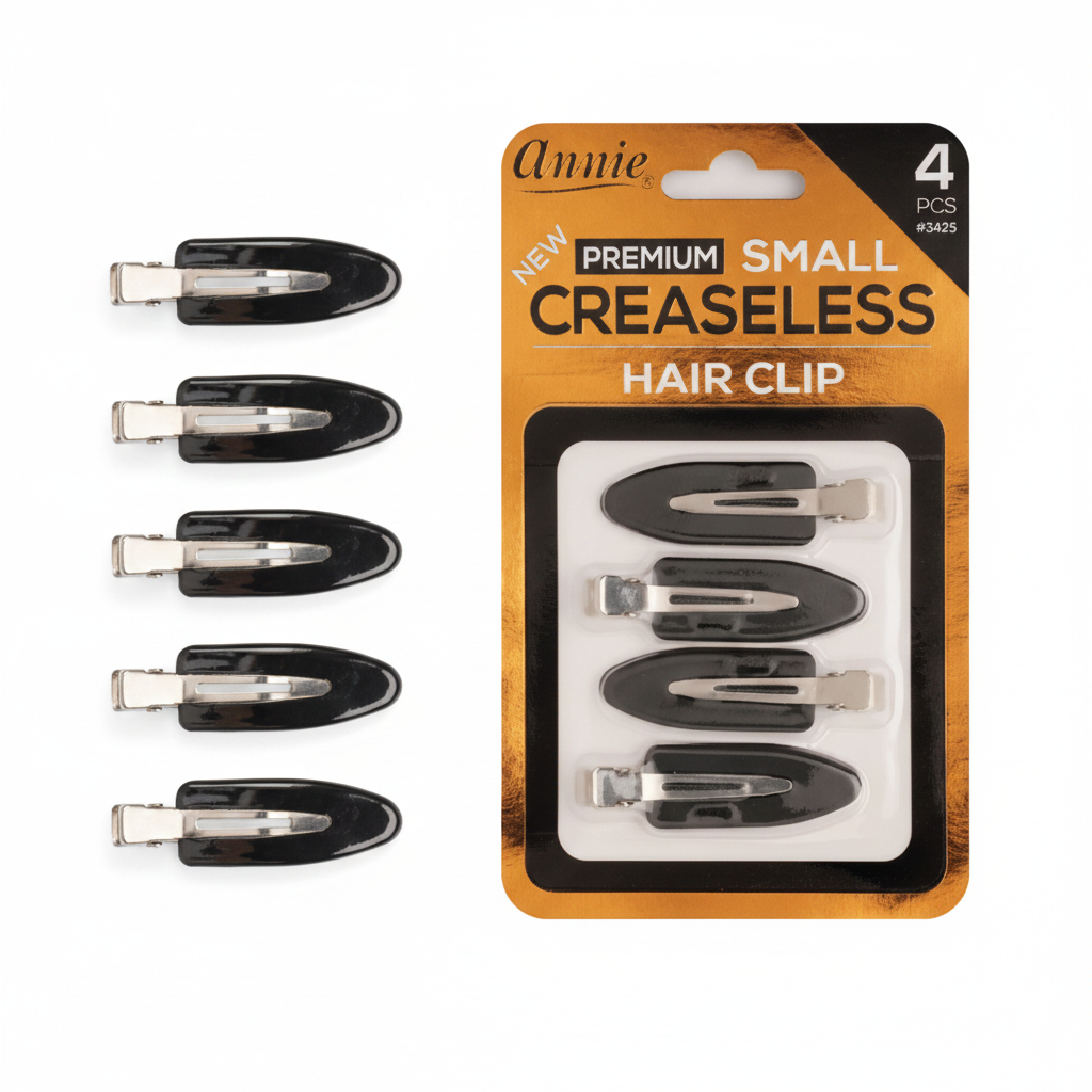 Annie Premium Creaseless Hair Clips Small, 4 Count, Black