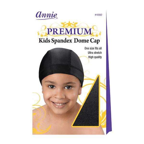 Annie Premium Kid Spandex Dome Cap, 1 Count, Black