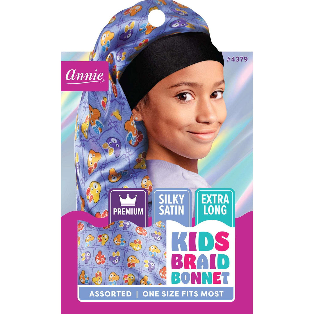 Annie Premium Kid's Silky Wide Edge Braid Bonnet Dual Layer, 1 Count, Assorted