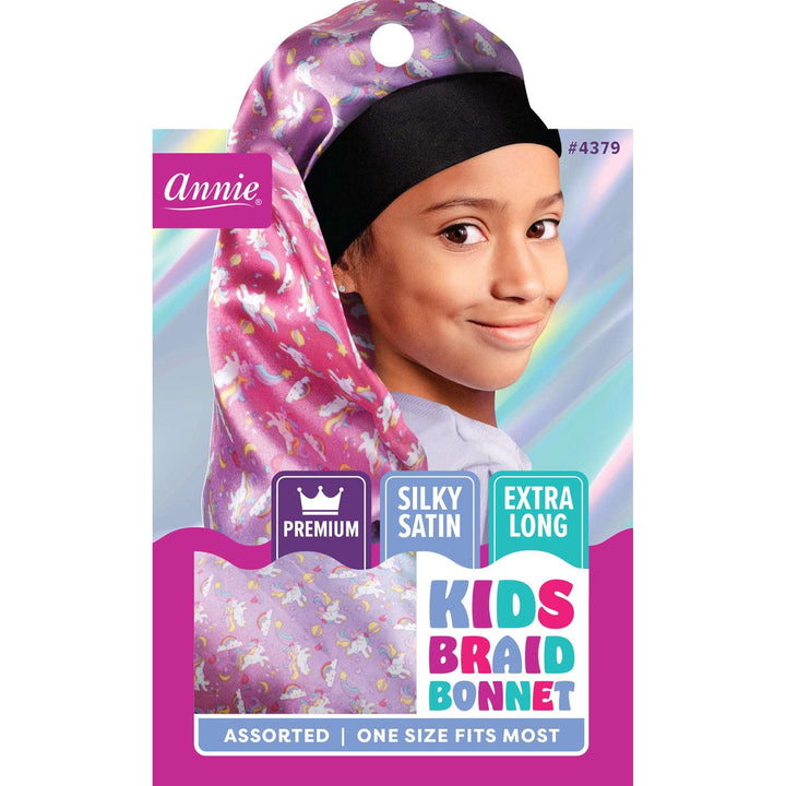 Annie Premium Kid's Silky Wide Edge Braid Bonnet Dual Layer, 1 Count, Assorted