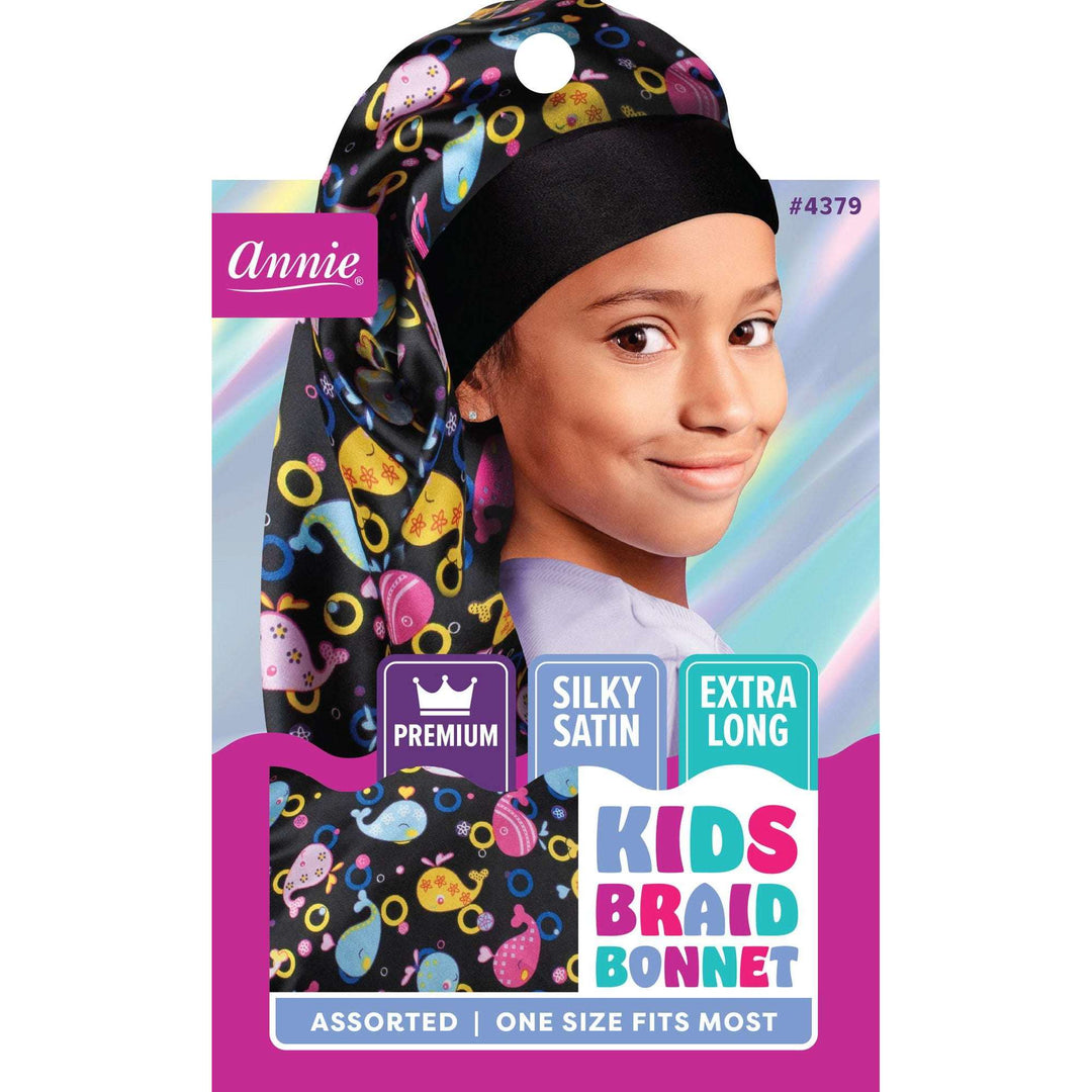 Annie Premium Kid's Silky Wide Edge Braid Bonnet Dual Layer, 1 Count, Assorted