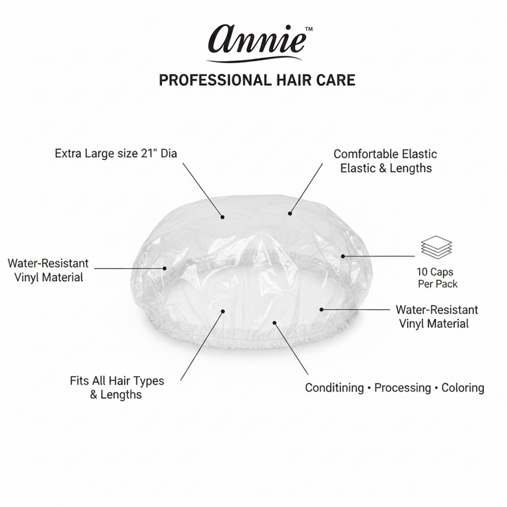 Annie Processing Caps X-Large, 10 Count, Clear