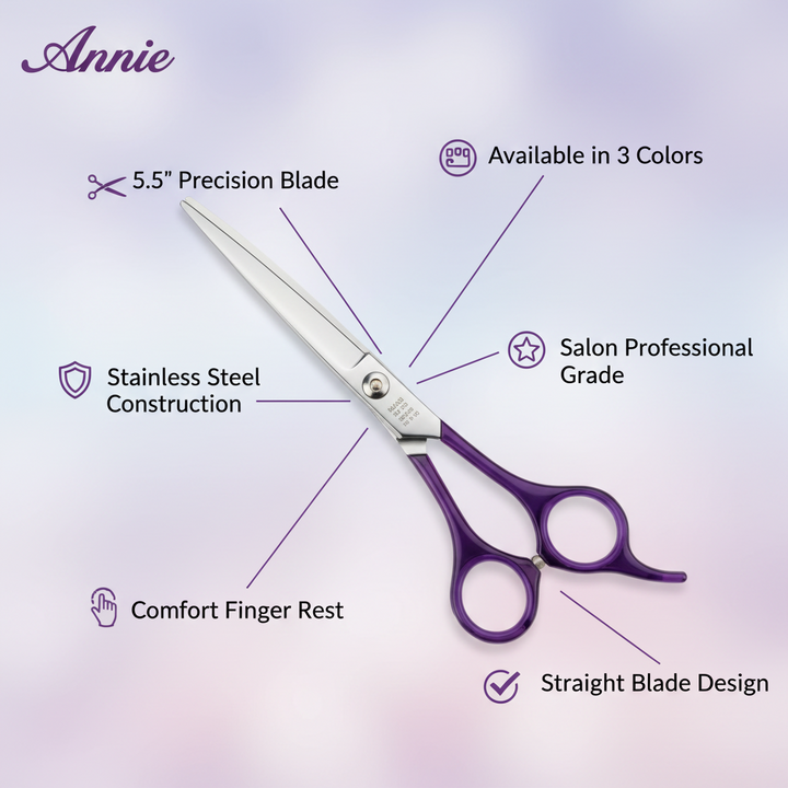 Annie Stainless Steel Hair Shears 5.5 Inch, 1 Count, Assorted Colors