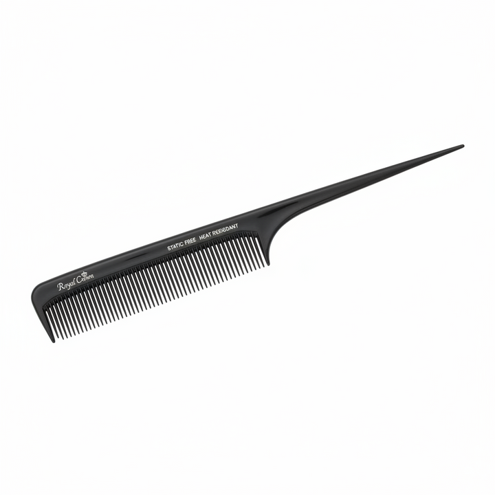 Annie Royal Crown Carbon Pro Rat Tail Comb, 8.5", 1 Count, Black