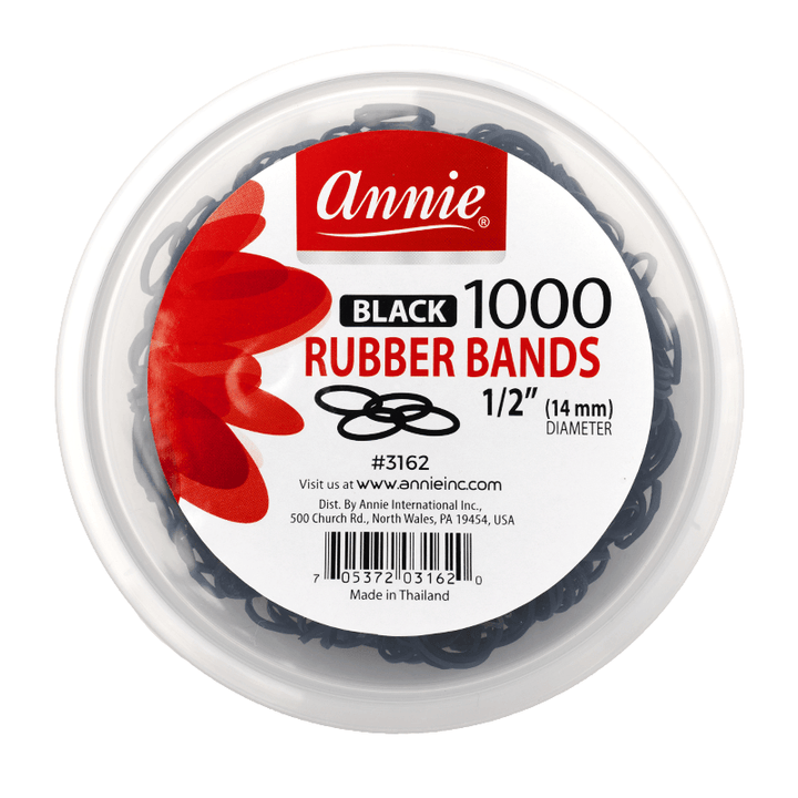 Annie Hair Rubber Bands 14mm, 1,000 Count, Black