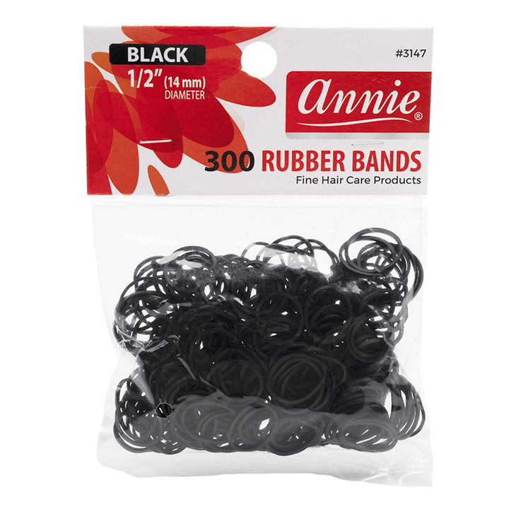 Annie Hair Rubber Bands 14mm, 300 Count, Black