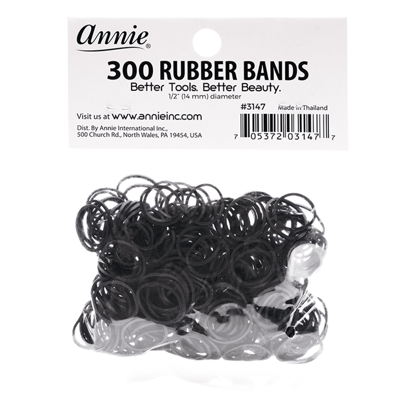 Annie Hair Rubber Bands 14mm, 300 Count, Black
