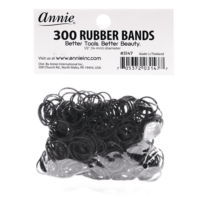 Annie Hair Rubber Bands 14mm, 300 Count, Black