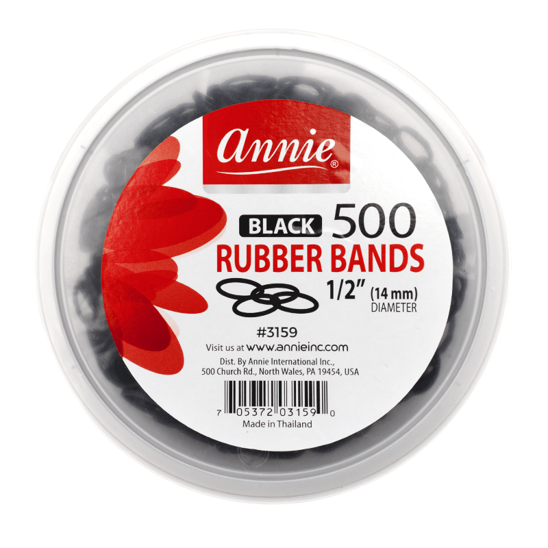 Annie Hair Rubber Bands 14mm, 500 Count, Black