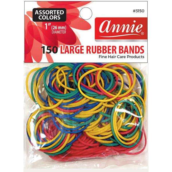 Annie Hair Rubber Band Large 26mm, 150 Count, Assorted Colors