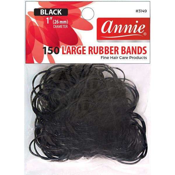 Annie Hair Rubber Bands Large 26mm, 150 Count, Black
