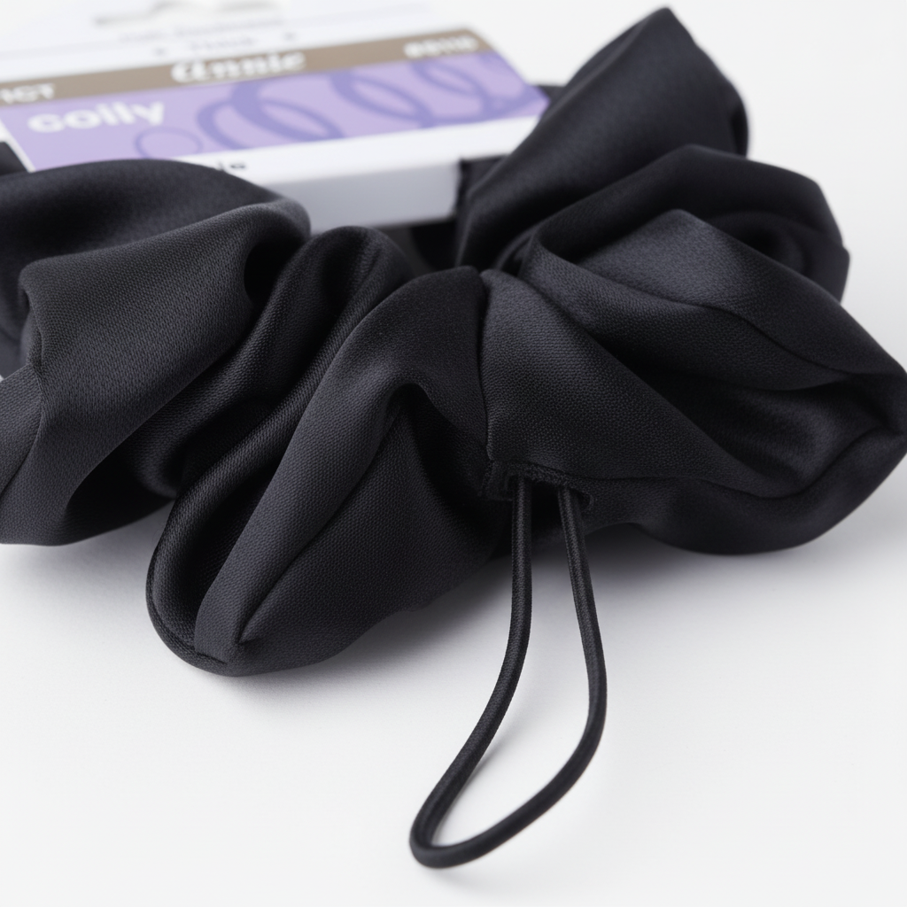 Annie Satin Adjustable Hair Scrunchie, 1 Count, Black