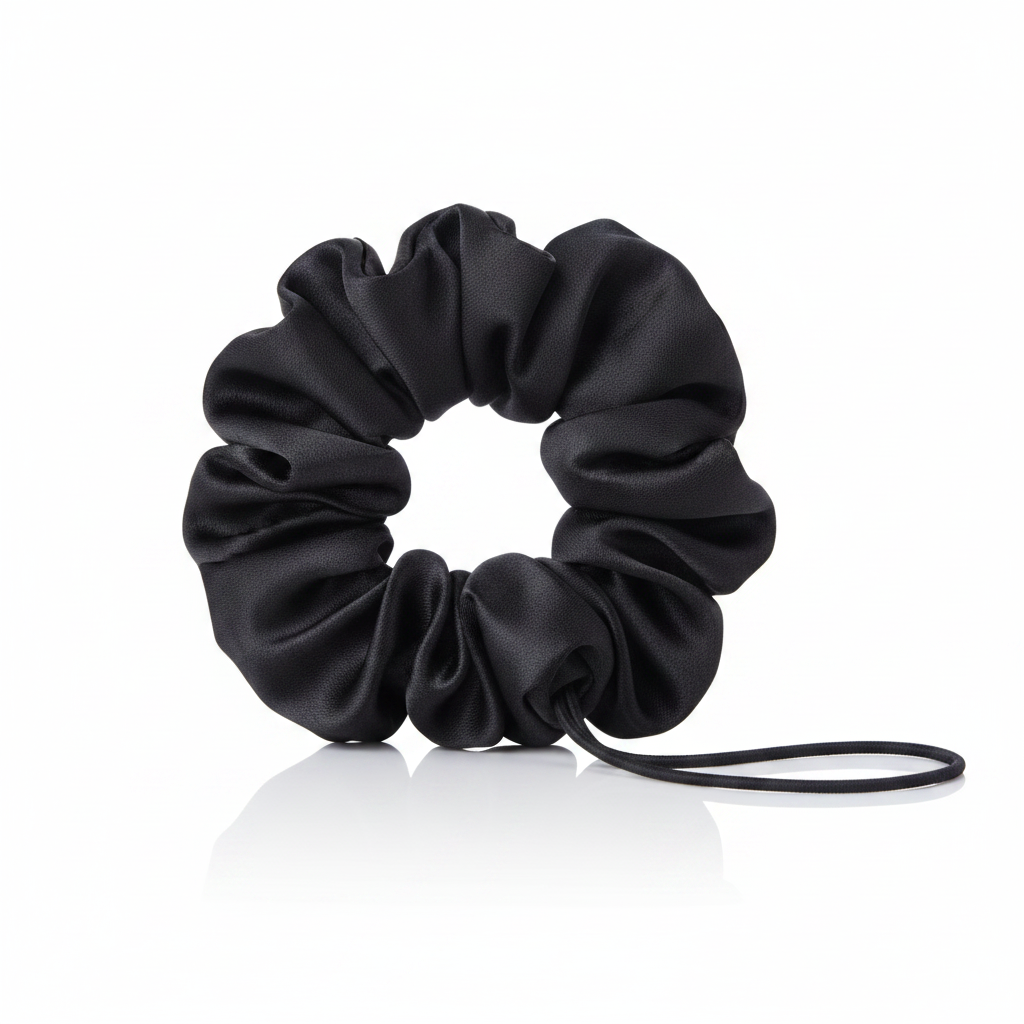 Annie Satin Adjustable Hair Scrunchie, 1 Count, Black