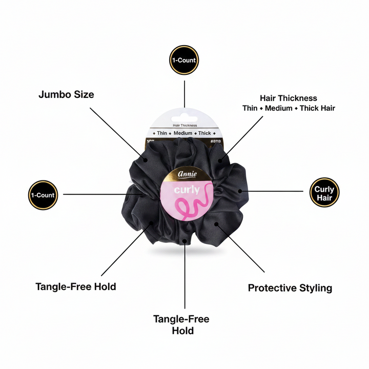 Annie Satin Jumbo Twister Hair Scrunchie, 1 Count, Black