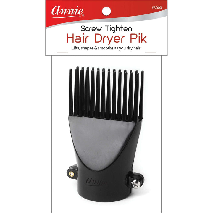 Annie Screw Tighten Hair Dryer Pik Attachment, 1 Count, Black
