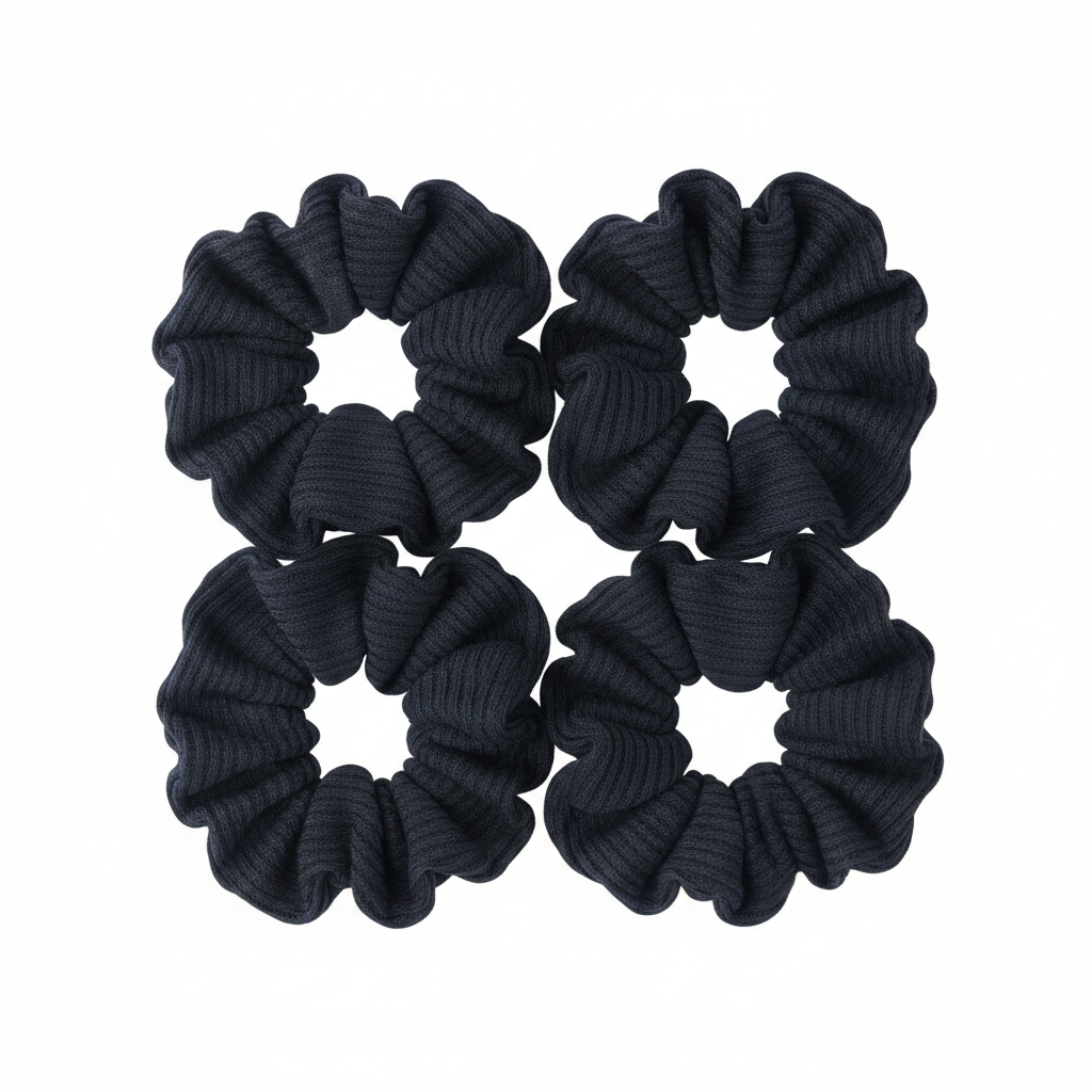 Annie Hair Scrunchie, 4 Count, Black
