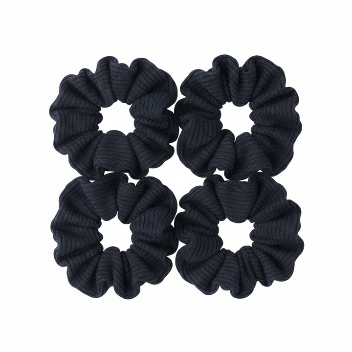 Annie Hair Scrunchie, 4 Count, Black