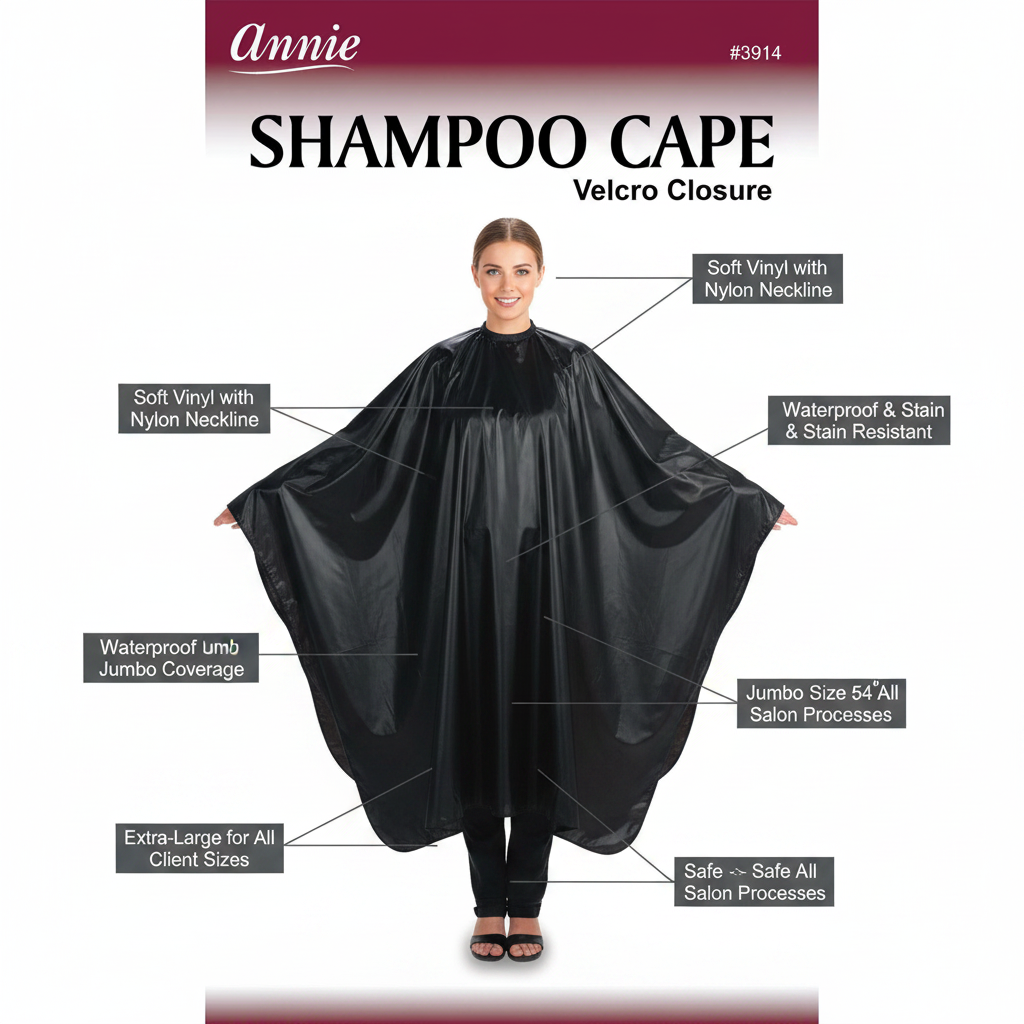 Annie Shampoo Cape Jumbo Size, 1 Count, Black