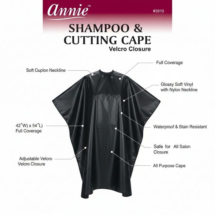 Annie Shampoo & Cutting Cape, 1 Count, Assorted Colors