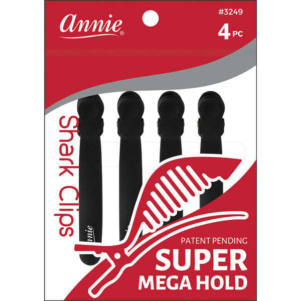 Annie Shark Hair Clips 4.5 Inch, 4 Count, Black