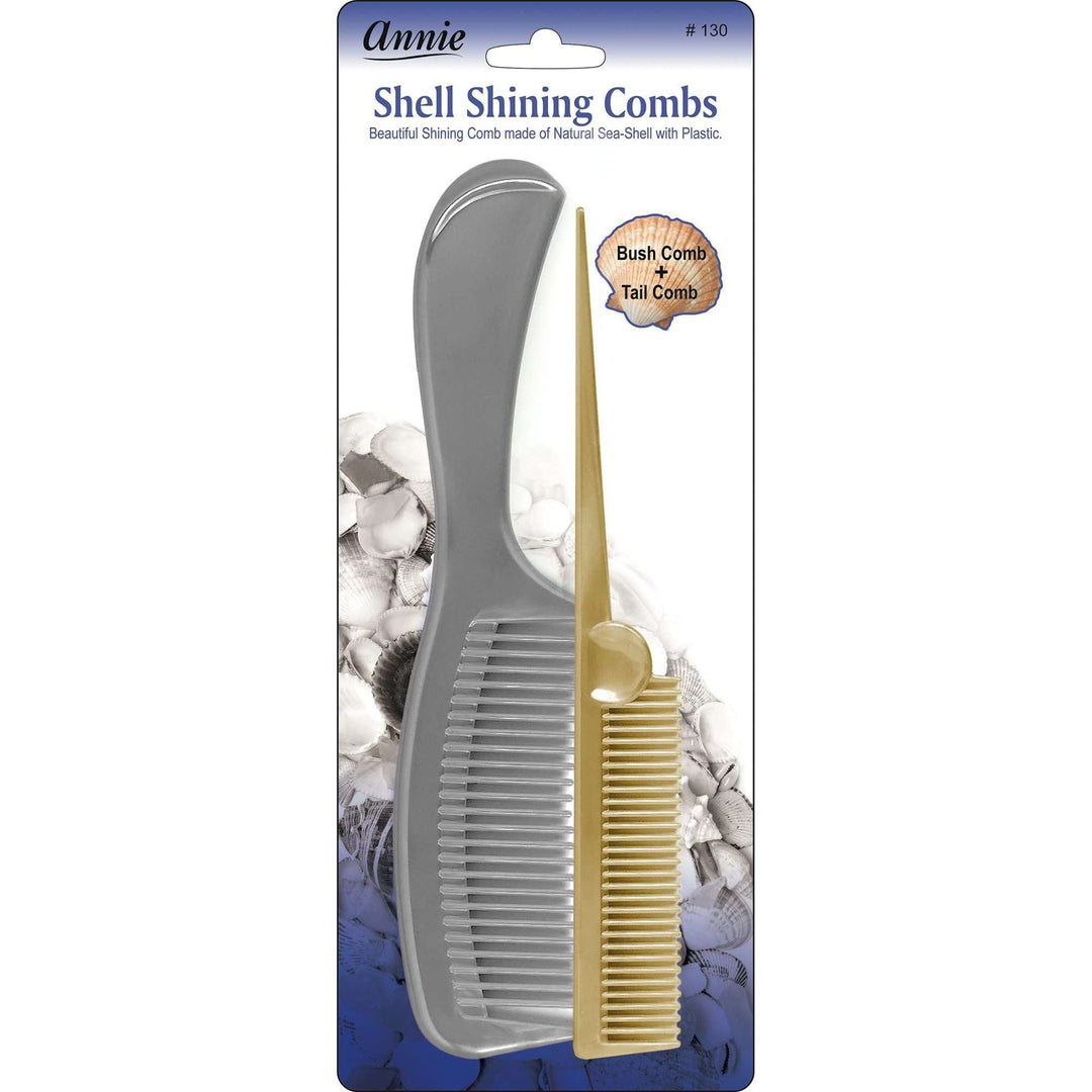 Annie Shell Shining Comb Set, 2 Count Bush & Tail Combs, Assorted Color