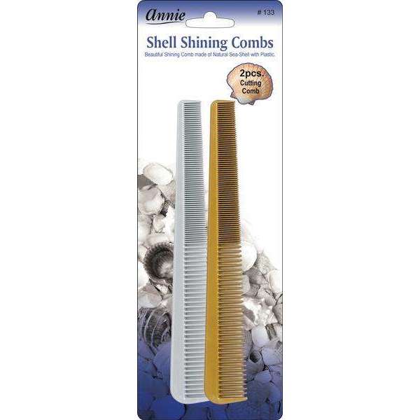 Annie Shell Shining Comb Set, 2 Count Cutting Combs, Assorted Color
