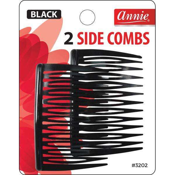 Annie Side Combs Medium, 2 Count, Black