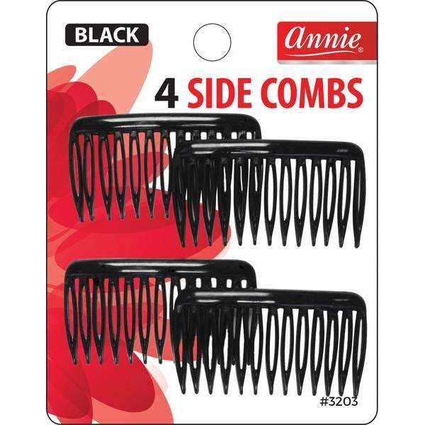 Annie Side Combs Small, 4 Count, Black