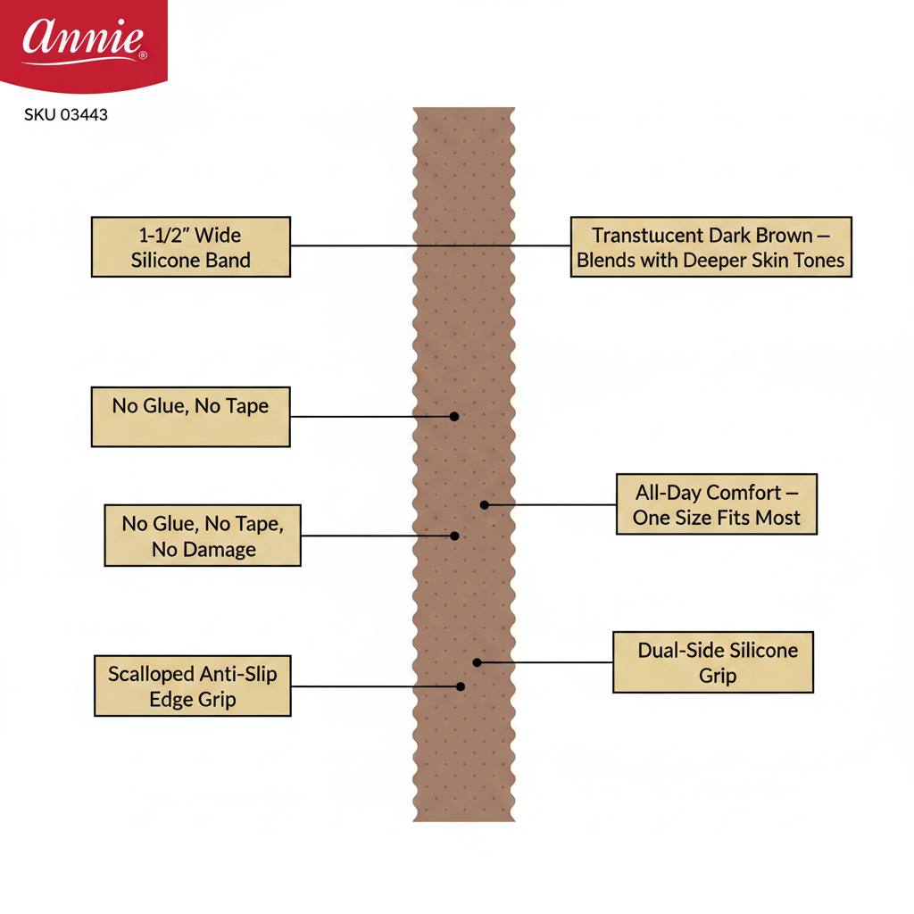 Annie Silicone Wig Grip Head Band, 1 Count, Dark Brown