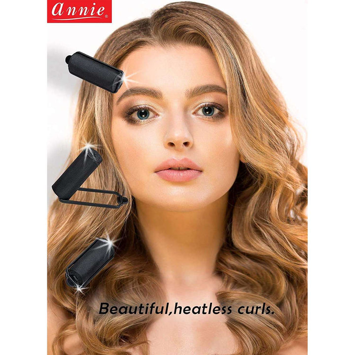 Annie Silky Satin Hair Rollers Jumbo, 6 Count, Black