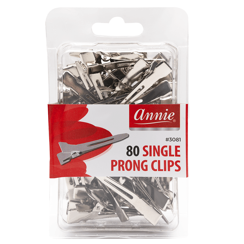 Annie Single Prong Metal Hair Clips, 80 Count, Silver